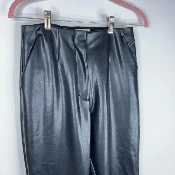 Abercrombie & Fitch Vegan Leather Black Pants Curve Love High Rise Flare Bootcut - Picture 3 of 11